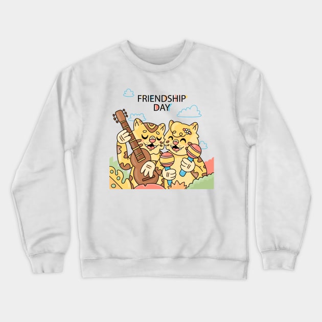 Cheetah Friendship Day Crewneck Sweatshirt by Mako Design 